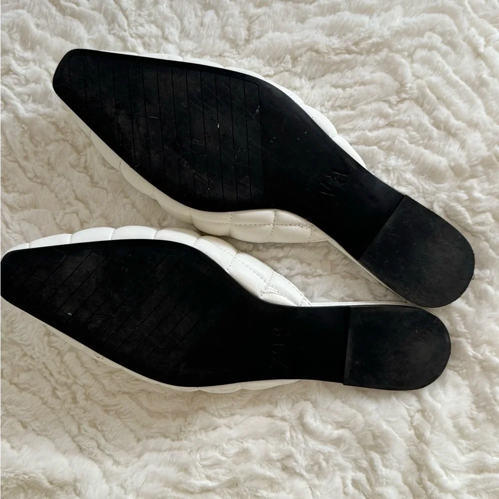 Zara White Quilted Mules - Picture 6 of 7